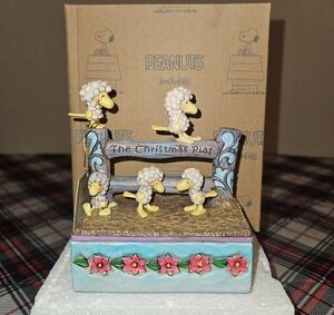 Jim Shore Peanuts Music Box "The Christmas Play" Woodstock Figurine Table Decor